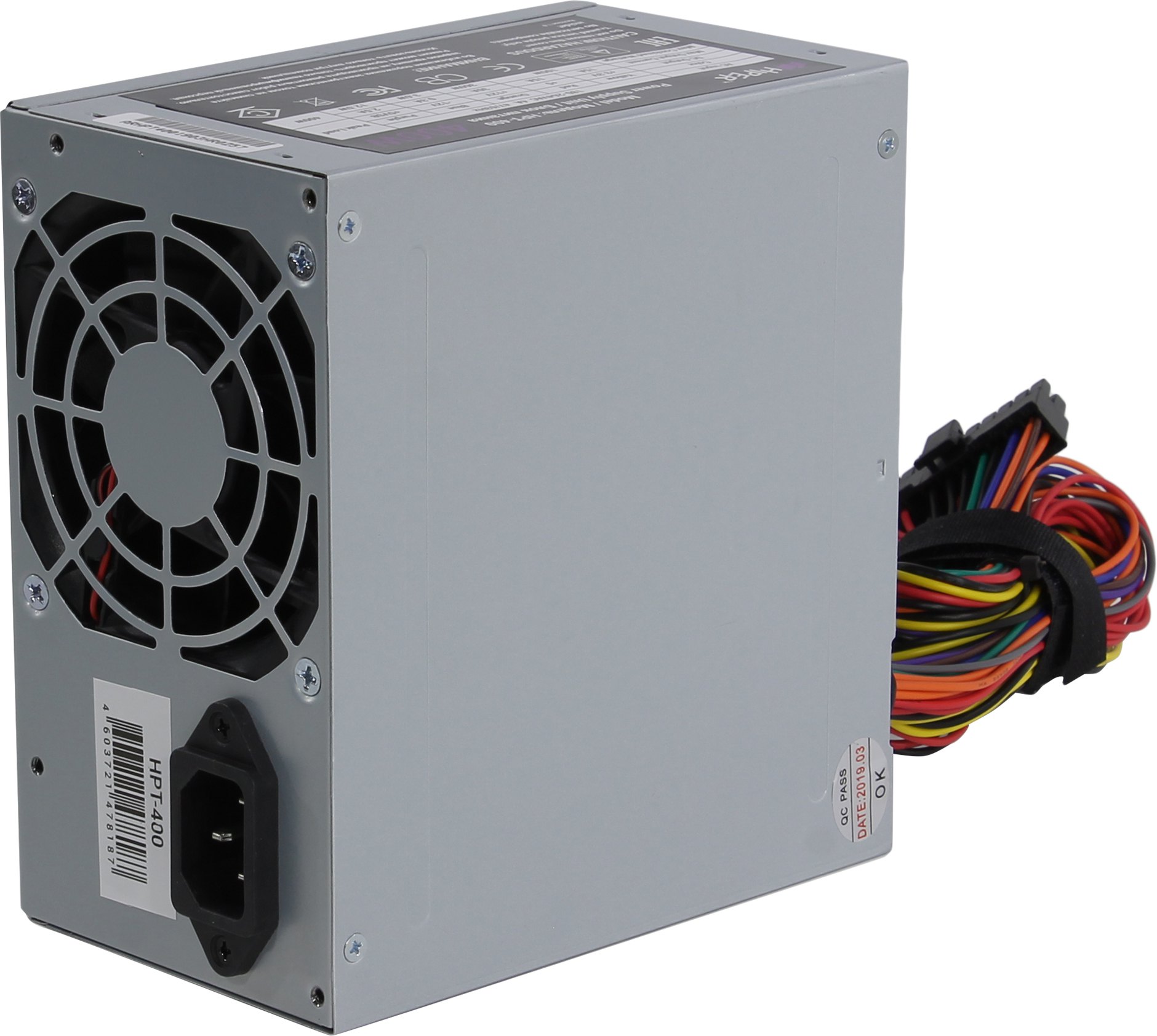 Блок питания PSU HIPER HPT-400 (ATX 2.31, peak 400W, Passive PFC, 80mm fan, power cord, Black) OEM, HPT-400 (OEM)