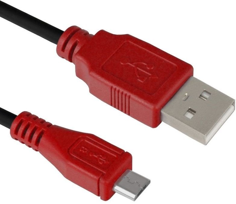 Кабель Greenconnect 1.0m USB 2.0, AM/microB 5pin, черный, красные коннекторы, 28/28 AWG, экран, армированный, морозостойкий, GCR-UA6MCB1-BB2S-1.0m
