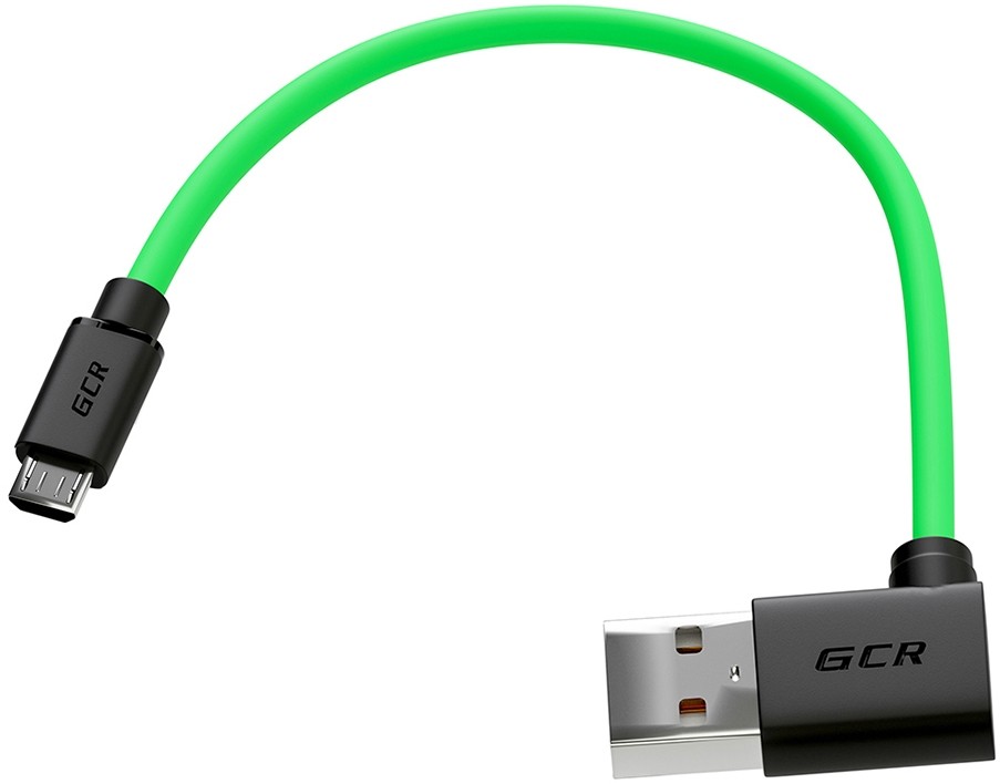Кабель Greenconnect 3A 0.15m MicroUSB, для зарядки Power Bank, зеленый, 22AWG, GCR-51533