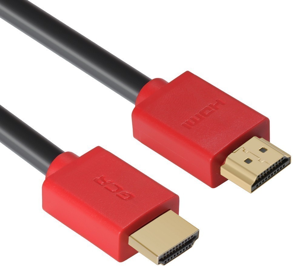 Кабель Greenconnect GCR-HM450-0.5m 0.5m HDMI версия 1.4, черный, красные коннекторы, OD7.3mm, 30/30 AWG, позолоченные контакты, Ethernet 10.2 Гбит/с, 
