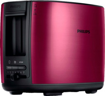 Тостер Philips 1000Вт, 2 секции, 7 режимов, бордовый, HD2628/00