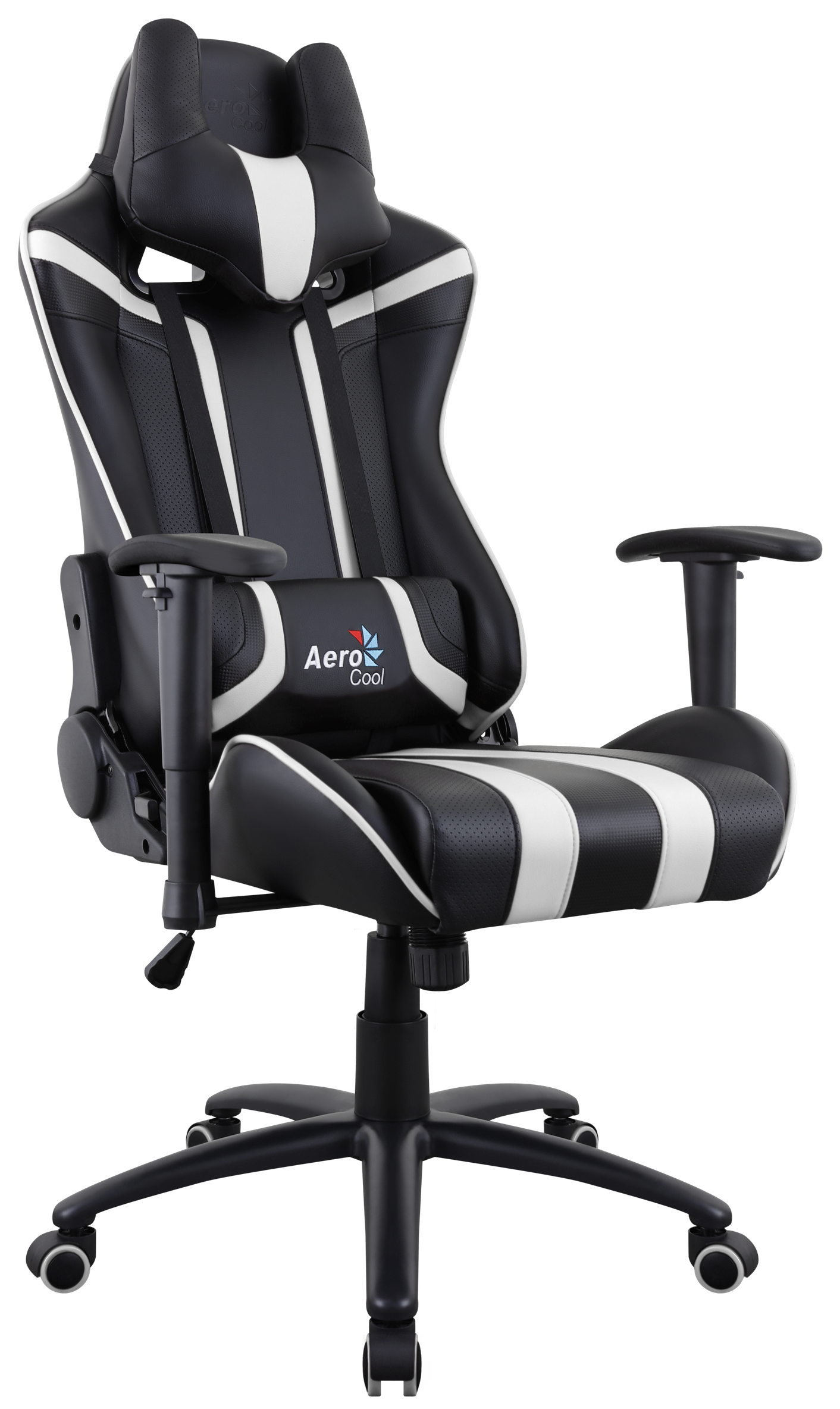Кресло для геймера Aerocool AC120 AIR-BW , черно-белое, с перфорацией, до 150 кг, размер, см (ШхГхВ) : 70х55х124/132.