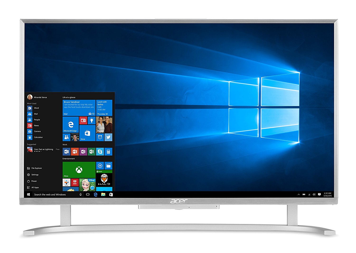 Моноблок Acer Aspire C22-760, Intel Core i3 6100U, 2300 МГц, 4096 Мб, 1000 Гб, Intel HD Graphics 520, без привода, Wi-Fi, Bluetooth, Windows 10 Home