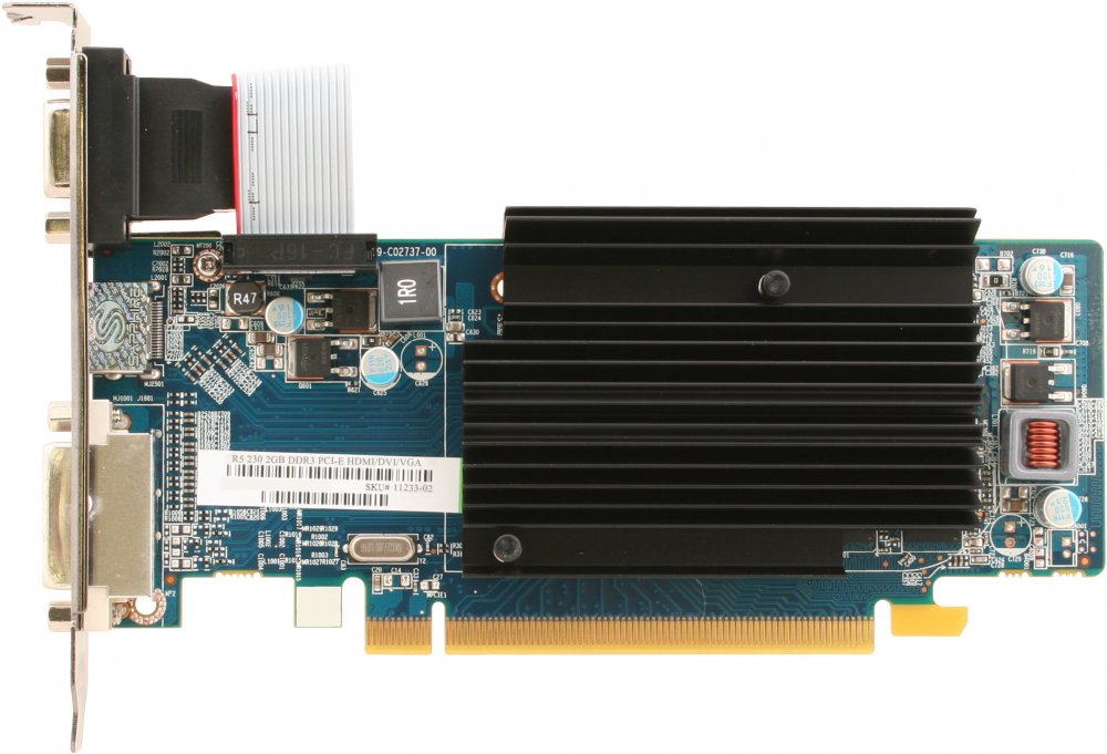 Видеокарта Sapphire PCI-E 11233-02-20G AMD Radeon R5 230 2048Mb 64bit DDR3 625/1334 DVIx1/HDMIx1/CRTx1/HDCP Ret low profile
