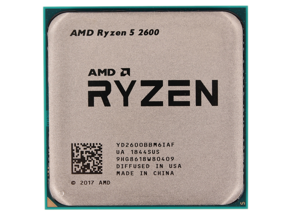Процессор AMD Ryzen 5 2600, Socket AM4, 6-ядерный, 3400 МГц, Turbo 3900 МГц, Pinnacle Ridge, Кэш L2 - 3 Мб, Кэш L3 - 16 Мб, 12 нм, 65 Вт, OEM