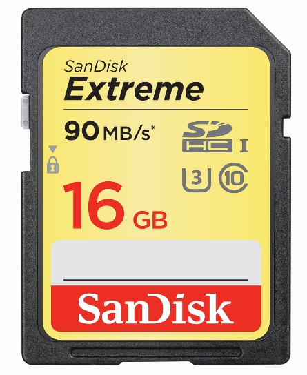 Флеш карта SD 16GB SanDisk SDHC Class 10 UHS-I U3 Extreme 90Mb/s