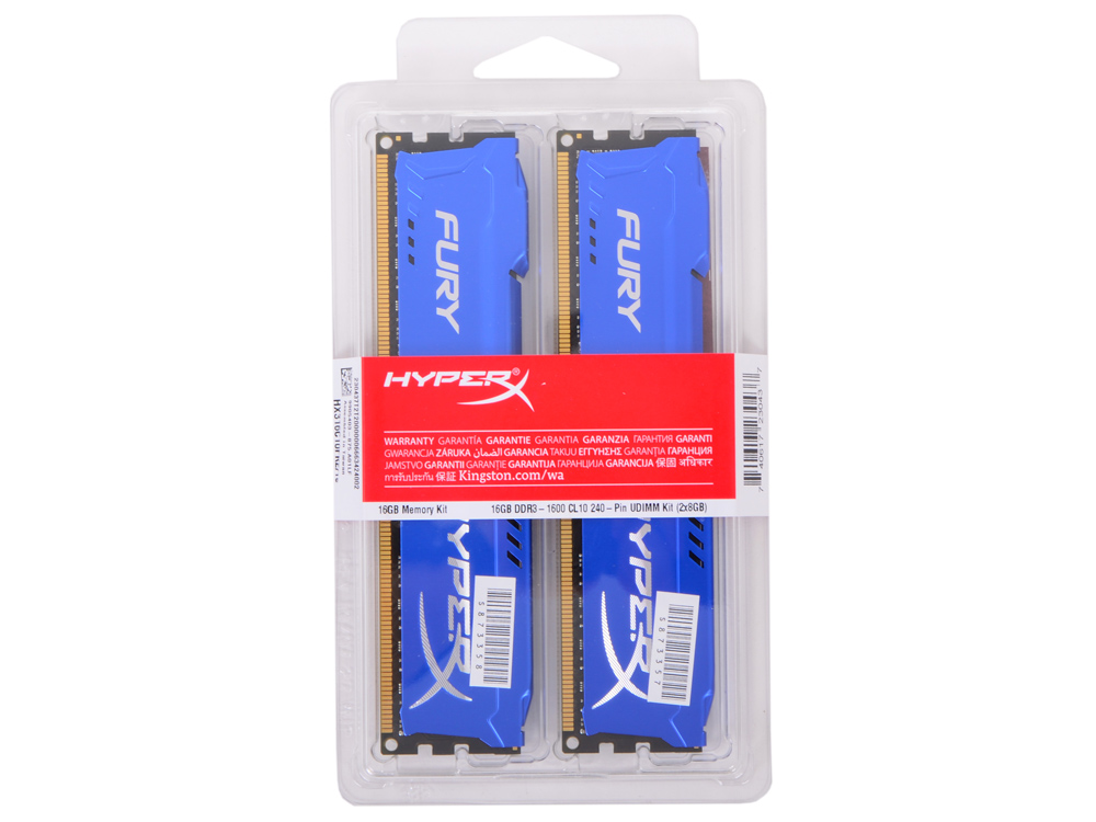 Память DIMM 2x8GB,DDR3,PC16000/2000,Kingston, HyperX FURY Blue, HX316C10FK2/16