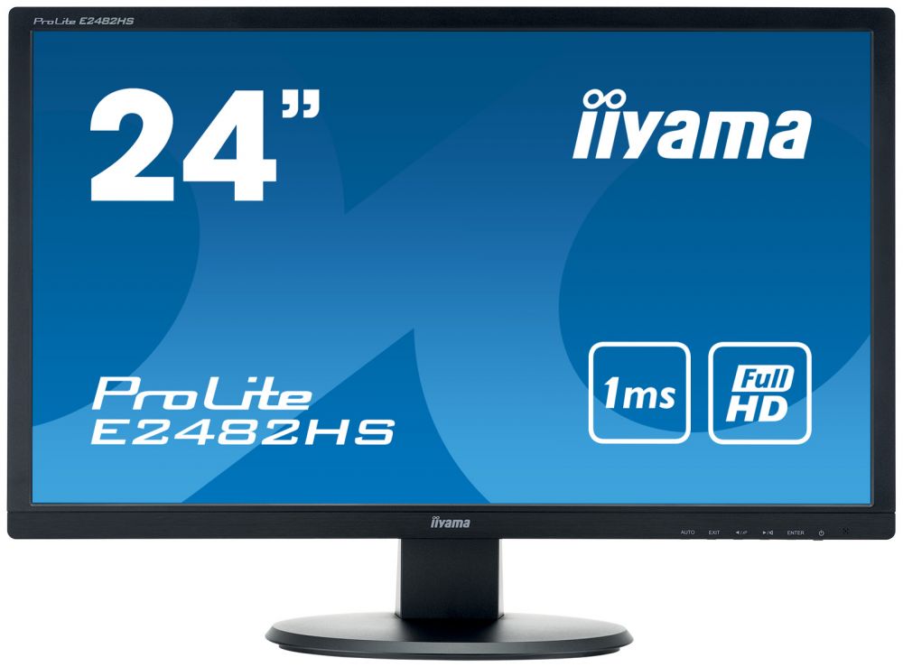Монитор Iiyama 24" ProLite E2482HS-B1 черный TN+film LED 1ms 16:9 DVI HDMI M/M матовая 1000:1 250cd 170гр/160гр 1920x1080 D-Sub FHD 3.4кг