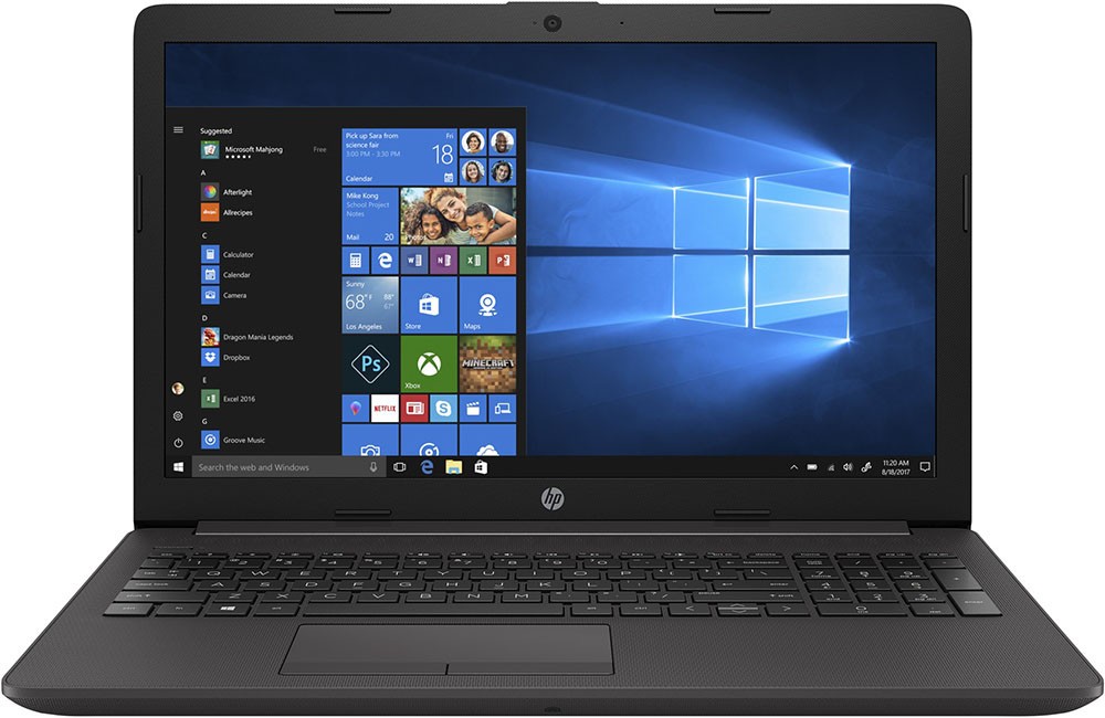 Ноутбук HP 250 G7, 15.6" 1366x768, Intel Celeron N4020, 1100 МГц, 4 Гб DDR-4, 500 Гб, Intel UHD Graphics 600, DVD-RW, Wi-Fi, Bluetooth, Cam, DOS, чёрн