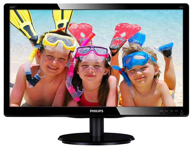 Монитор Philips 200V4LAB2 (00/01) черный (19.5" TFT LED 5ms 16:9 DVI M/M матовая 600:1 200cd 1600x900 D-Sub HD READY)