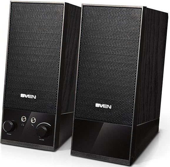 Колонки SVEN SPS-604, чёрный, акустическая система 2.0, мощность 2х2 Вт(RMS), SV-0120604BK