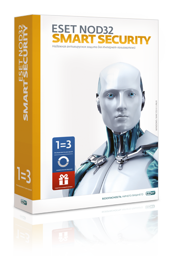 Софт,Антивирус NOD32 Smart Security, лицензия на 1 год на 3ПК или продление на 20 месяц, NOD32-ESS-1220(BOX)1-1
