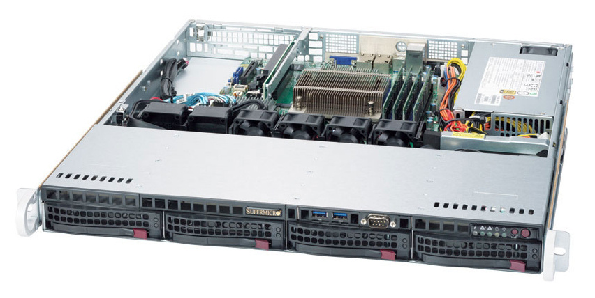 Серверная платформа SuperMicro SYS-5019S-M2, 1U, LGA1151, Intel C236, 4 x DDR4, 4 x 3.5" SATA, 2xGigabit Ethernet (1000 Мбит/с), 350 Вт