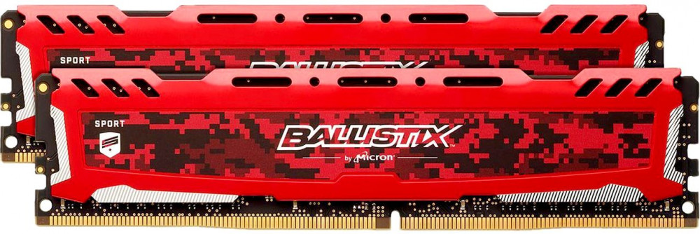 Память DDR4 16Gb 2x8GB (pc-21300) 2666MHz Crucial Ballistix Sport LT Red CL16 SR x8 BLS2K8G4D26BFSEK