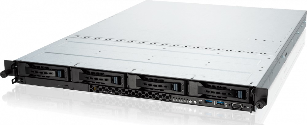Серверная платформа ASUS RS500A-E10-RS4, 1U, Socket SP3, 16 x DDR4, 4 x 2.5"/3.5" SAS, SATA, 2xGigabit Ethernet (1000 Мбит/с), 650 Вт