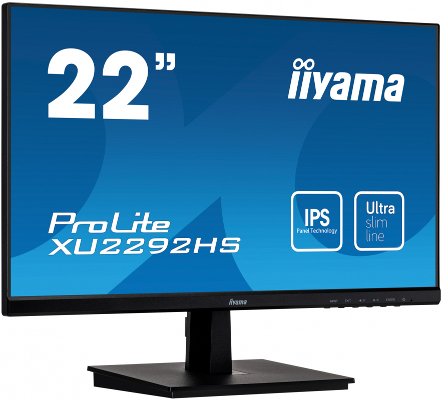 Монитор Iiyama ProLite XU2292HS-B1, 21.5", IPS, 1920x1080 (Full HD), 4 мс, 75 Гц, 250 кд/м2, 178°/178°, VGA, HDMI, DisplayPort, динамики, чёрный