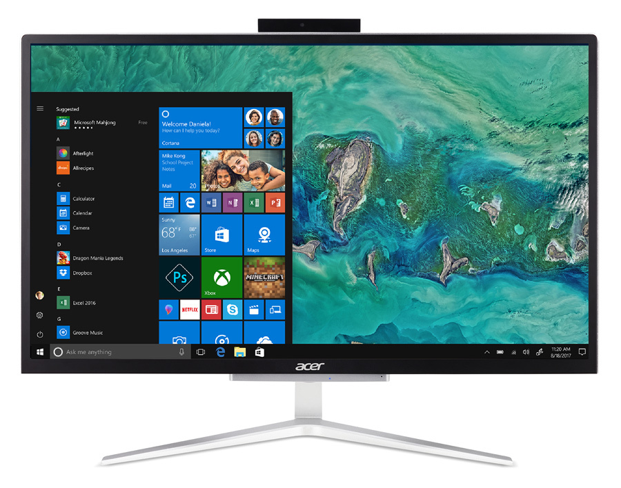 Моноблок Acer Aspire C22-820 21.5" Full HD Cel J4005 (2)/4Gb/SSD128Gb/UHDG 600/Windows 10 Home/GbitEth/WiFi/BT/65W/клавиатура/мышь/Cam/серебристый/чер