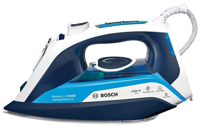 Утюг Bosch TDA5024210, 2400 Вт, 180г/мин, белый/синий