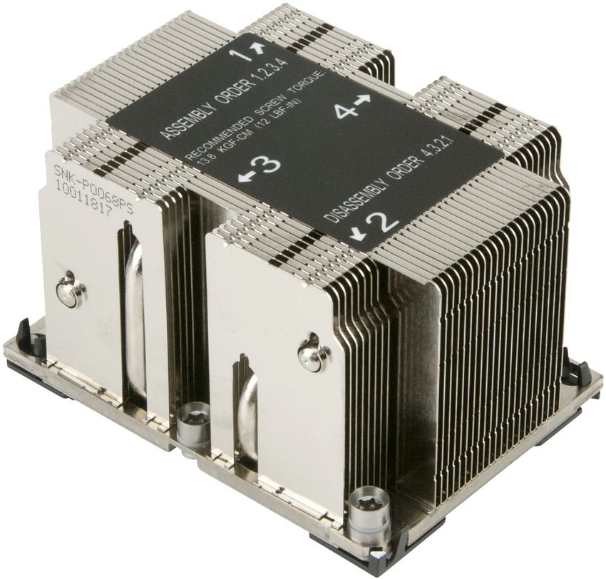 Кулер SuperMicro SNK-P0068PS, для установки в Socket LGA 3647, для процессоров с TDP до 205 Вт, позиционируется для платформ X11 Purley