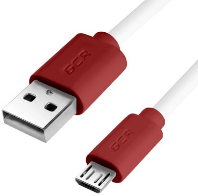 Кабель Greenconnect 0.25m USB 2.0, AM/microB 5pin, белый, красные коннекторы, 28/28 AWG, экран, морозостойкий, GCR-51501, GCR-51501