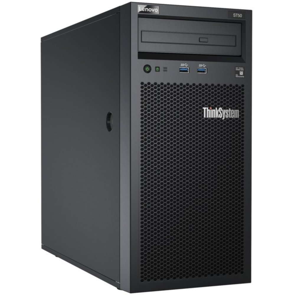 Сервер Lenovo ThinkSystem ST50 Tower 4U, 1xIntel Xeon E-2124G 4C (3.4GHz/8MB/71W), 8GB/2666MHz/1Rx8/1.2V UDIMM, 2x1TB SATA HDD 3.5",  SATA RAID,1xGbE,