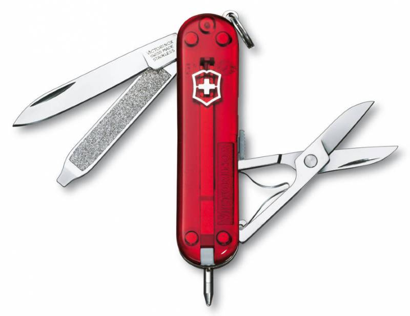 Нож перочинный Victorinox Signature Ruby 0.6225.T 58мм 7 функций полупрозрачный красный  