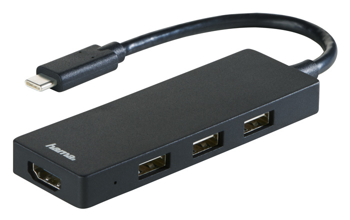 Концентратор USB-C Hama 00135762 3порт. черный