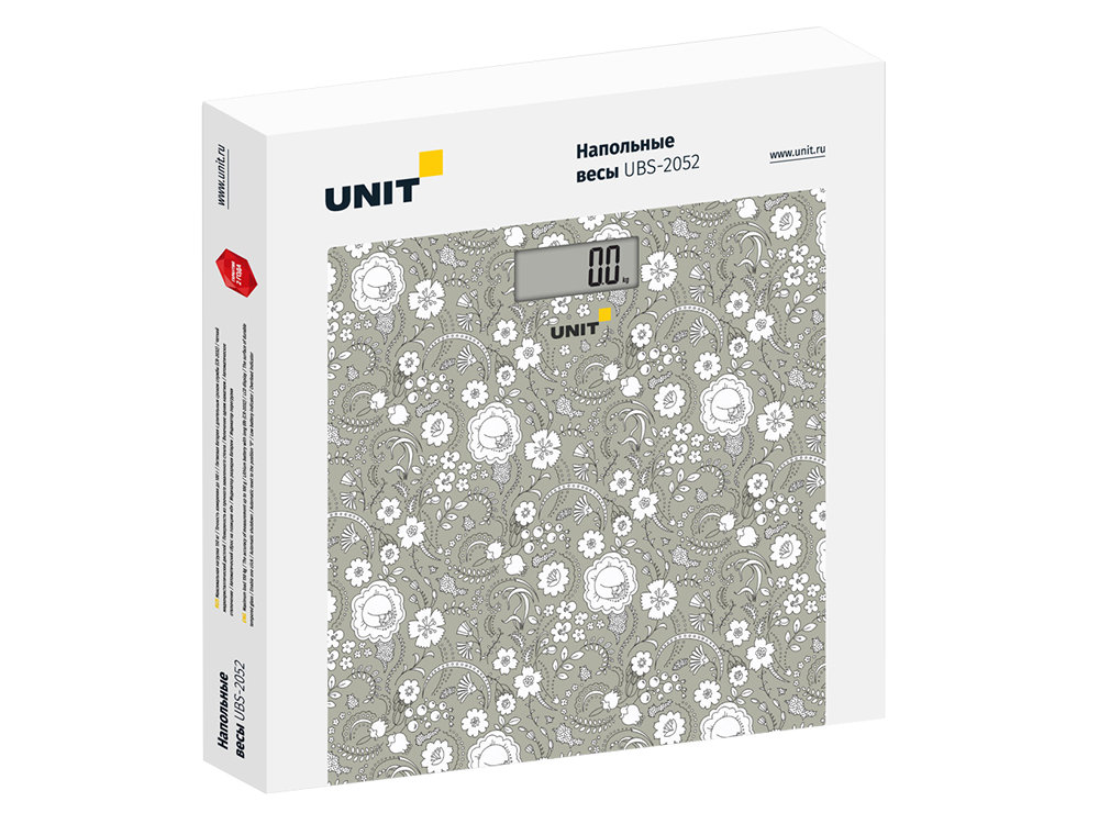 Весы напольные электронные UNIT UBS-2052, стекло, 150кг. 100гр. (Цвет: Темно-Серый) 