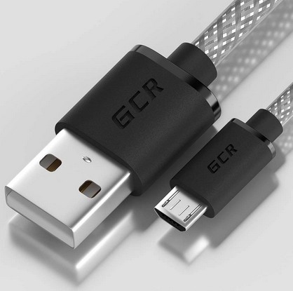 Кабель Greenconnect 0.5m USB 2.0, AM/microB 5pin, прозрачный, черные коннекторы, 28/28 AWG, GCR-51930, GCR-51930