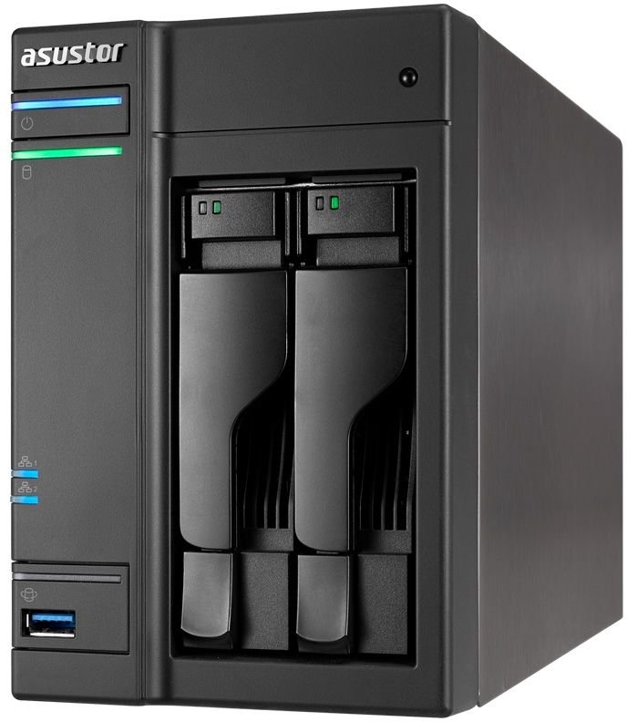 Сетевое хранилище ASUSTOR AS6302T 2-Bay NAS/Media player/Intel Celeron J3355 2.0GHz up to 2.5GHz (Dual-Core ), 2GB SO-DIMM DDR3L, noHDD(HDD,SSD),/2x1G