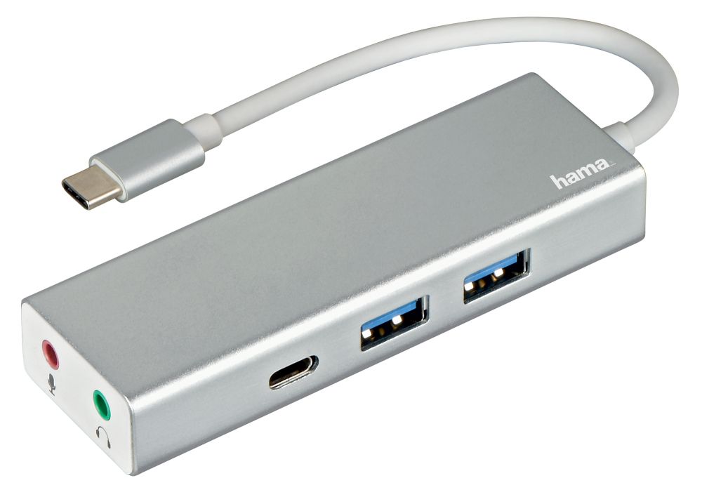 Разветвитель USB-C Hama Aluminium 3порт. серебристый (00135758)