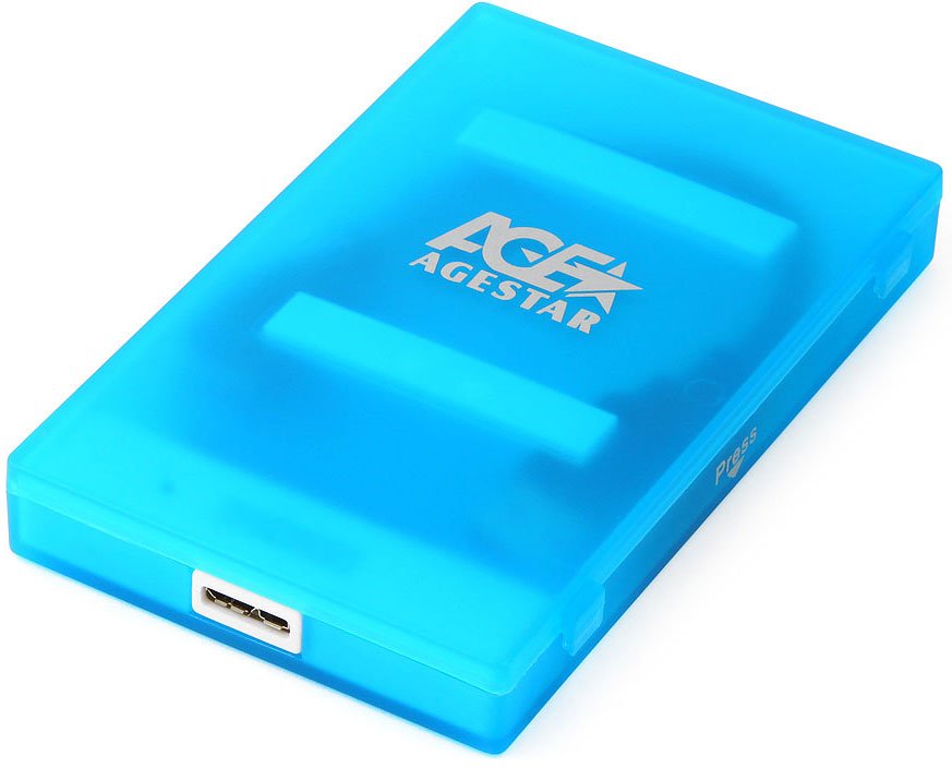 Корпус внешний для SATA HDD/SSD 2.5",USB 3.0, AgeStar, Blue, (3UBCP1-6G), 3UBCP1-6G