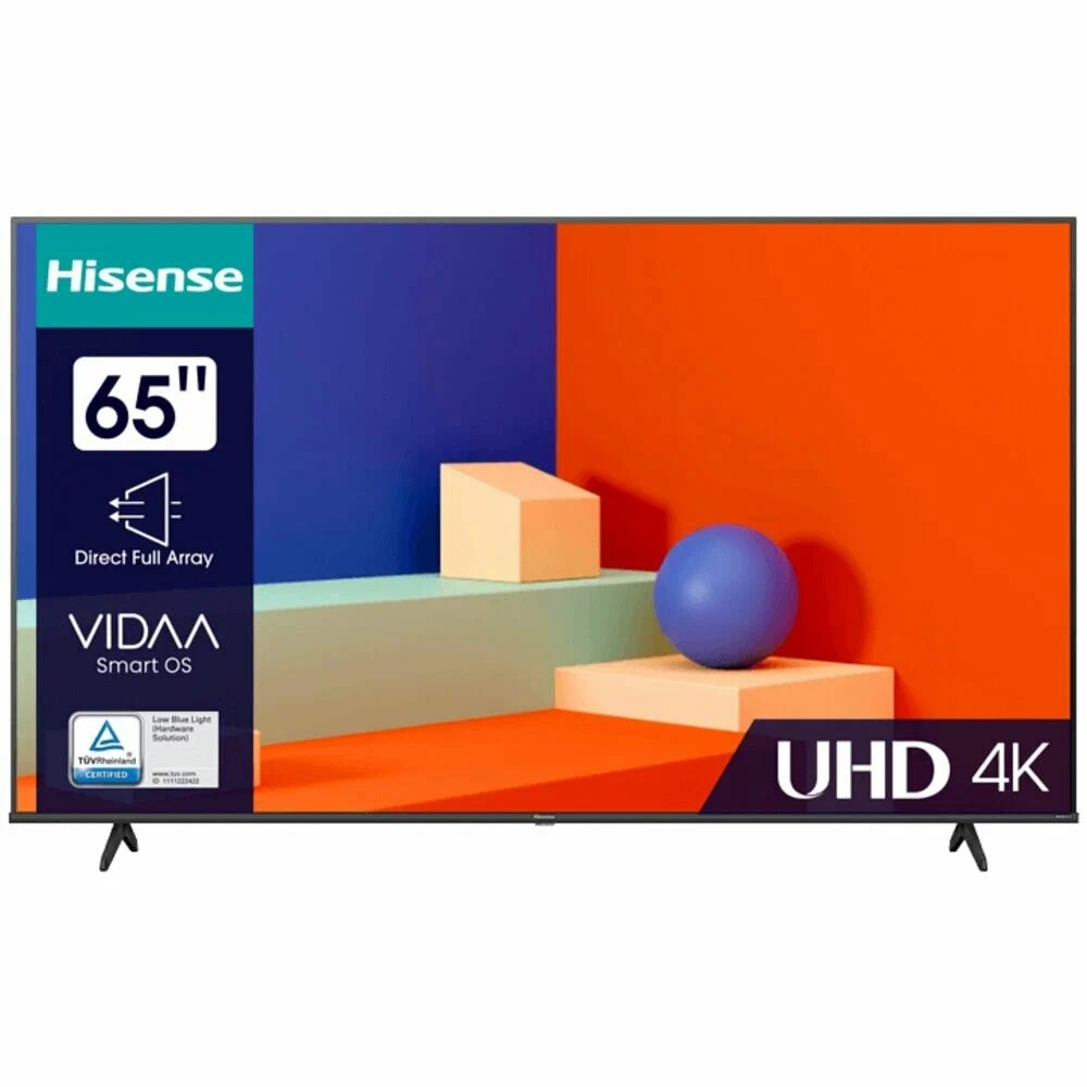 Телевизор ЖК 65'' Hisense 65A6K, 65", Ultra HD, Smart TV (ОС VIDAA U6), Wi-Fi, PCI 1600, DVB-T2/T/C/S2/S, 2х10W, CI+(1.4), 3хHDMI, 2хUSB, Works with A