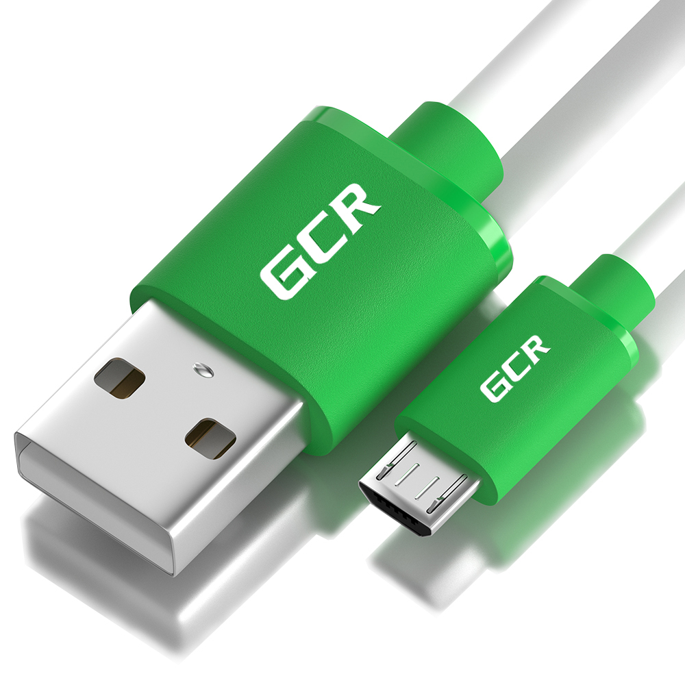 Кабель Greenconnect GCR-51506, 1.5m USB 2.0, AM/microB 5pin, белый, зеленые коннекторы, 28/28 AWG, экран, морозостойкий, GCR-51506, GCR-51506