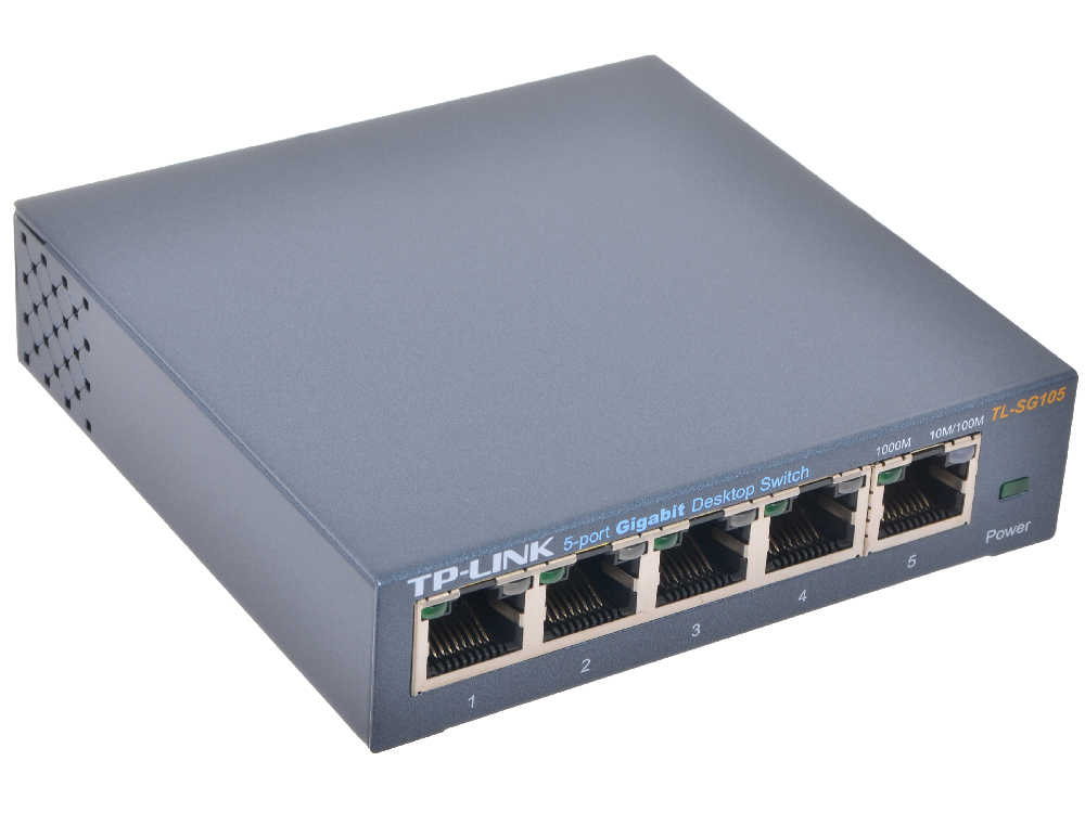 Switch Ethernet TP-Link TL-SG105 (5-port Desktop Gigabit Switch, 5 10/100/1000M RJ45 ports, metal case)