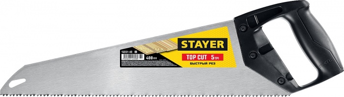 Ножовка ударопрочная (пила) STAYER "TopCut" 15061-45_z02, 450 мм, 5 TPI, быстрый рез поперек волокон, для крупных и средн