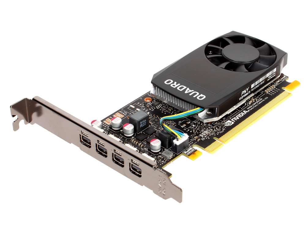 Видеокарта VGA PNY NVIDIA Quadro P600, 2 GB GDDR5/128-bit, PCI Express 3.0 x16, 4×mDP 1.4 (4×mDP to DP adapters), 40 W, 1-slot cooler,VCQP600BLK-1