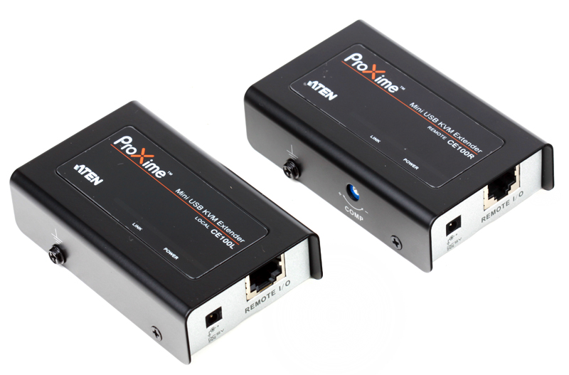 Удлинитель KVM ATEN CE100, VGA/SVGA+KBD+MOUSE USB, 100 метров, HD-DB15+USB A-тип/USB B-тип, Female, без шнуров, Б.П. 220> 5V