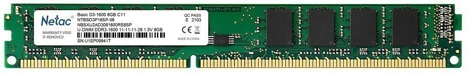 Оперативная память Netac  NTBSD3P16SP-08,  DIMM,  DDR3,  1600 МГц 