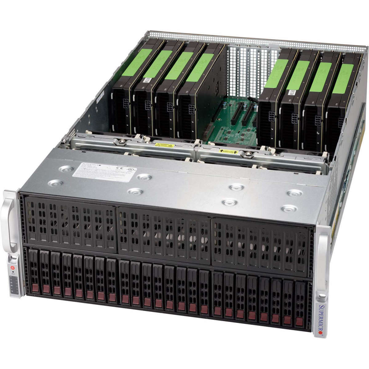 Серверная платформа SuperMicro SYS-4029GP-TRT2, 4U, 2 x LGA3647, Intel C622, 24 x DDR4, 34 x 2.5" SAS, SATA, 2x10 Gigabit Ethernet (10 Гбит/с), 2000 В
