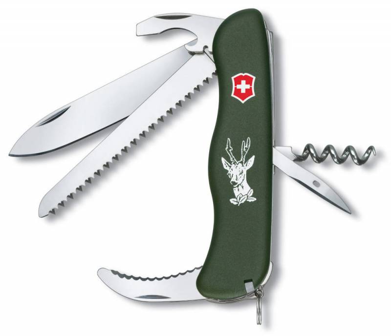 Нож перочинный Victorinox Hunter 0.8873.4 с фиксатором лезвия 13 функций зеленый  