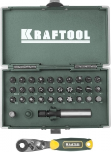 Набор KRAFTOOL Биты "ЕХPERT" "X-Drive", кованые, торсионные, Cr-Mo, система насечек "NSS", 33 предмета, в боксе, 26065-H33