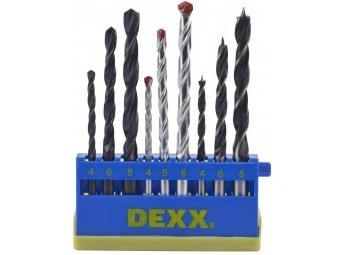 Набор DEXX: Сверла комбинированные, по металлу d=4-6-8мм, по дереву d= 4-6-8мм, по кирпичу d=4-6-8мм, 9 предметов, 2970-H9_z01