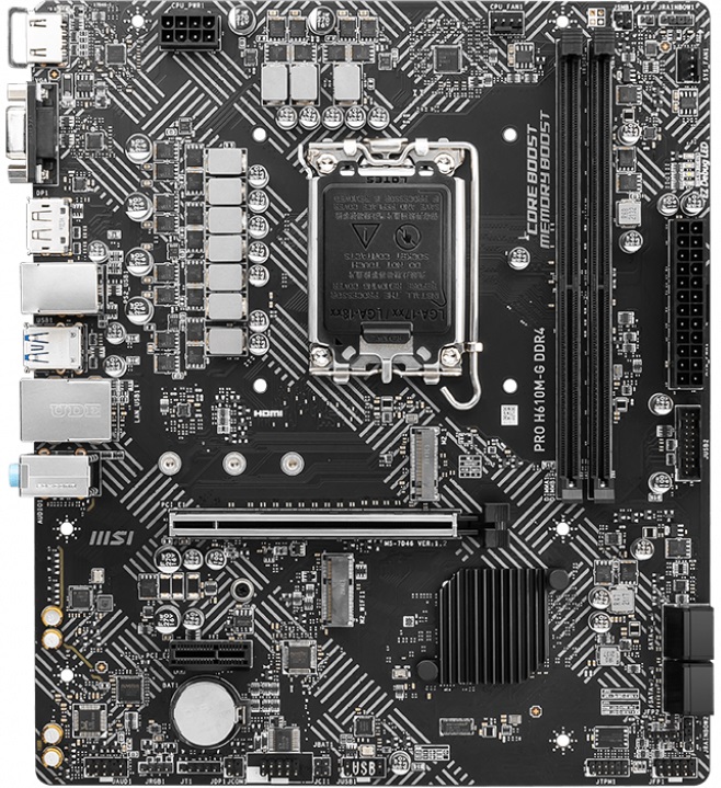 Материнская плата MSI PRO H610M-G DDR4, Socket 1700, Intel H610, 2xDDR4, PCI-E 4.0, 2xUSB 3.2 Gen1, VGA, HDMI, DisplayPort, mATX