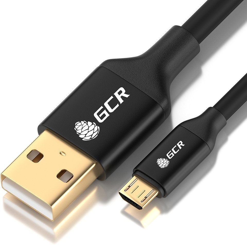 Кабель Greenconnect GCR-51179, 3A 1.0m USB 2.0 для Samsung, GOLD, ОS Android, AM/microB 5pin, черный, AL корпус черный, черный ПВХ, 28/22 AWG, поддерж