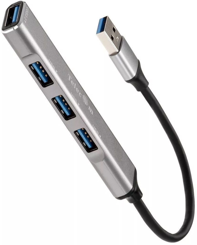 Концентратор USB 3.0 -->USB3.0+3 USB2.0, Aluminum Shell, 0.2м Telecom <TA308U>, TA308U