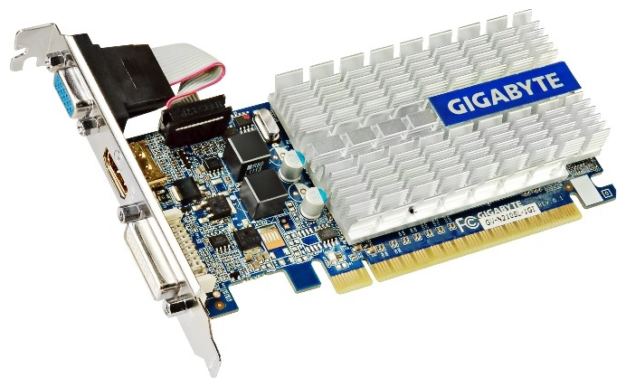 Видеокарта Gigabyte GeForce GT210 SILENT (520Mhz, 1Gb GDDR3 1200Mhz/64bit, PCI-Ex16, 1xDVI, 1xD-SUB, 1xHDMI) GV-N210SL-1GI