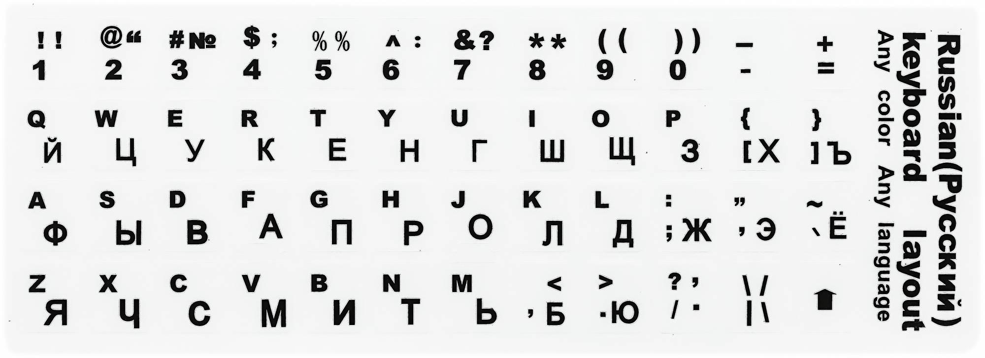 Наклейки для клавиатуры S1 , цвет русских букв: черный