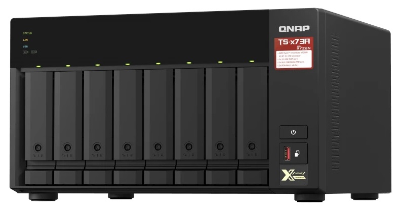 Сетевое хранилище QNAP TS-873A-8G, NAS 8 trays 3,5"/2,5", 2x2,5 GbE BASE-T, 2 x M.2 NVMe 2280 slots, quad-core AMD Ryzen V1500B 2,2 GHz, 8 GB SO-DIMM Сетевое хранилище QNAP TS-873A-8G, NAS 8 trays 3,5"/2,5", 2x2,5 GbE BASE-T, 2 x M.2 NVMe 2280 slots, quad-core AMD Ryzen V1500B 2,2 GHz, 8 GB SO-DIMM