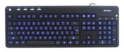 Клавиатура,A4 Tech KD-126 Keyboard USB,Black, синяя подсветка, KD-126-1